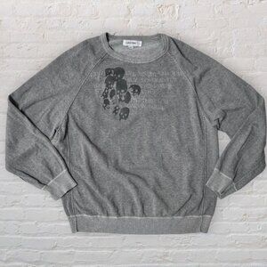 CALVIN KLEIN Skull Quote Evening Shadow With Thee I Go 100% Cotton Gray Sweater